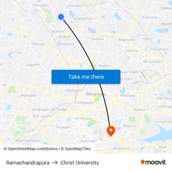 Ramachandrapura to Christ University map