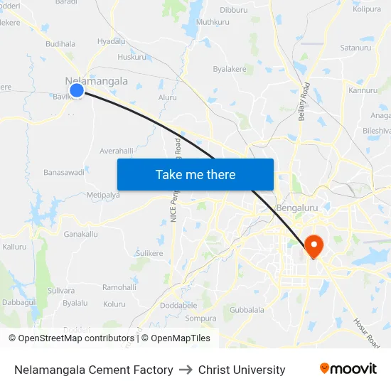 Nelamangala Cement Factory to Christ University map