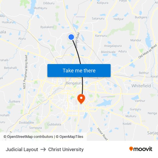 Judicial Layout to Christ University map