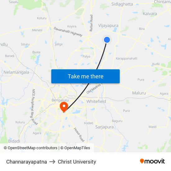 Channarayapatna to Christ University map