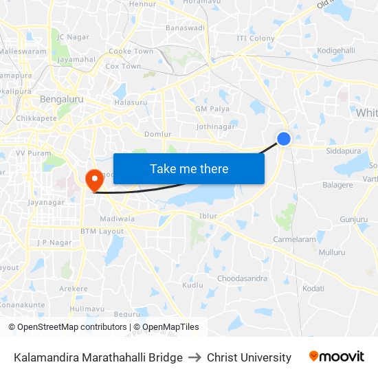 Kalamandira  Marathahalli Bridge to Christ University map