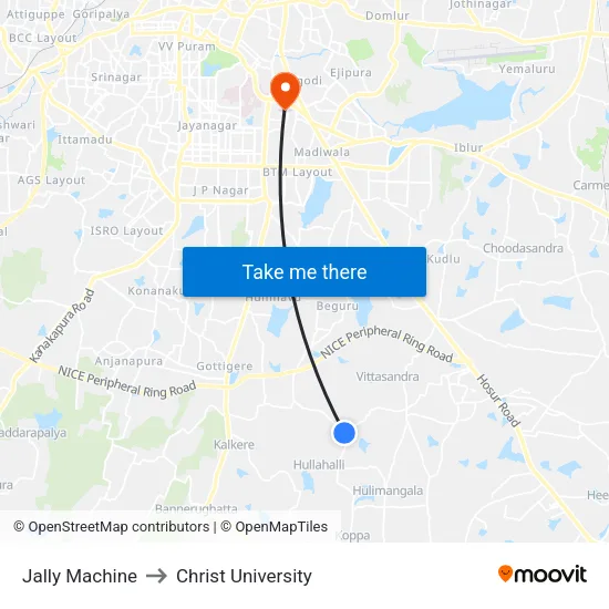 Jally Machine to Christ University map