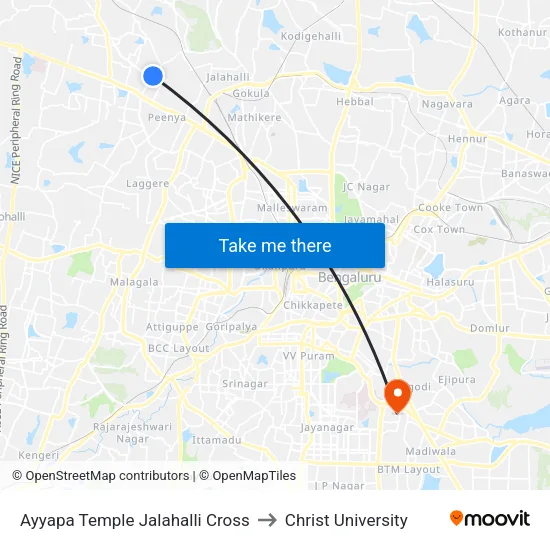 Ayyapa Temple Jalahalli Cross to Christ University map