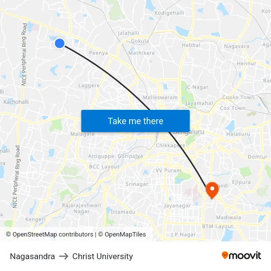 Nagasandra to Christ University map
