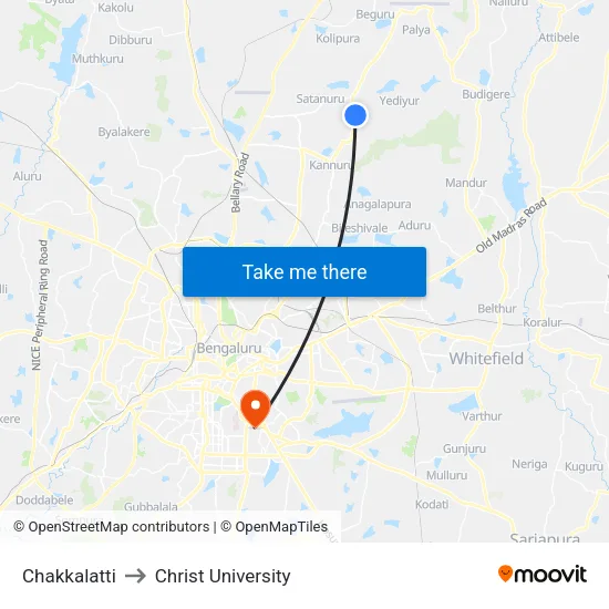 Chakkalatti to Christ University map