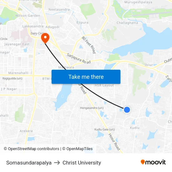 Somasundarapalya to Christ University map