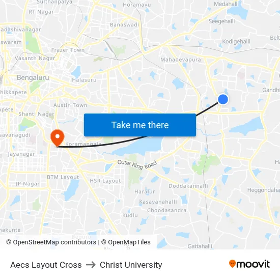 Aecs Layout Cross to Christ University map