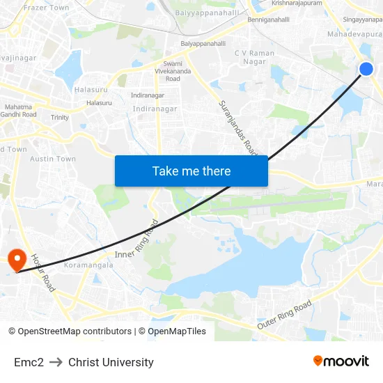 Emc2 to Christ University map