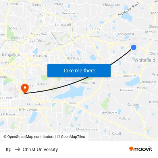 Itpl to Christ University map