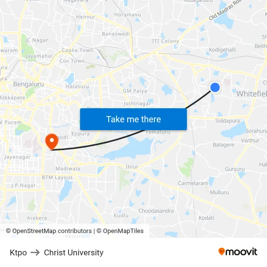 Ktpo to Christ University map