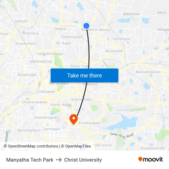 Manyatha Tech Park to Christ University map