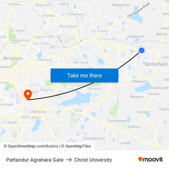 Pattandur Agrahara Gate to Christ University map