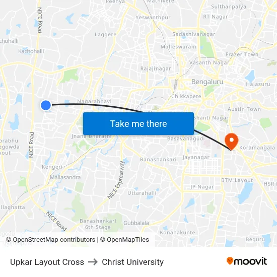 Upkar Layout Cross to Christ University map