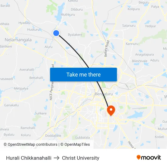 Hurali Chikkanahalli to Christ University map