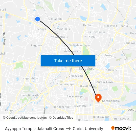 Ayyappa Temple Jalahalli Cross to Christ University map