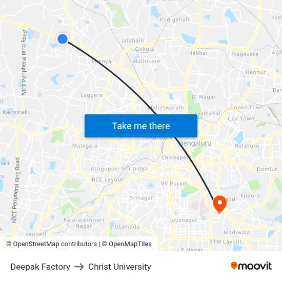 Deepak Factory to Christ University map