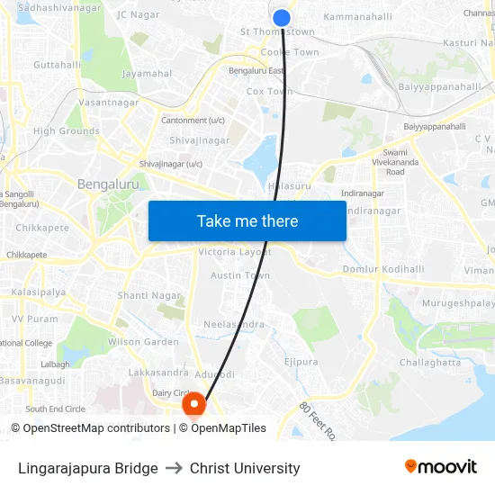 Lingarajapura Bridge to Christ University map