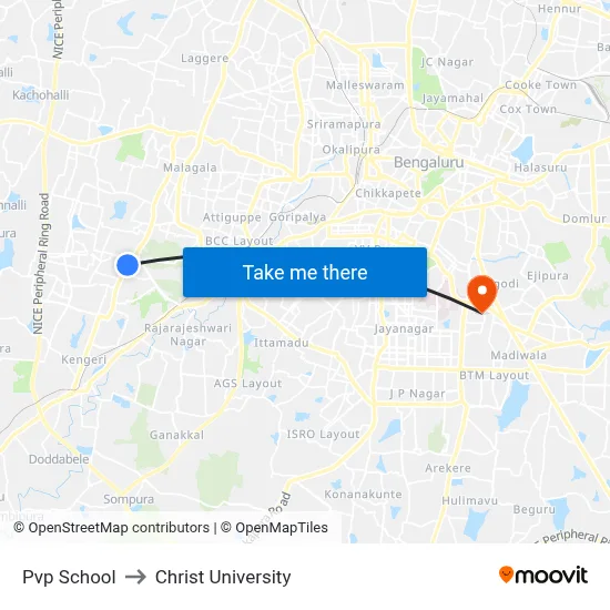 Pvp School to Christ University map