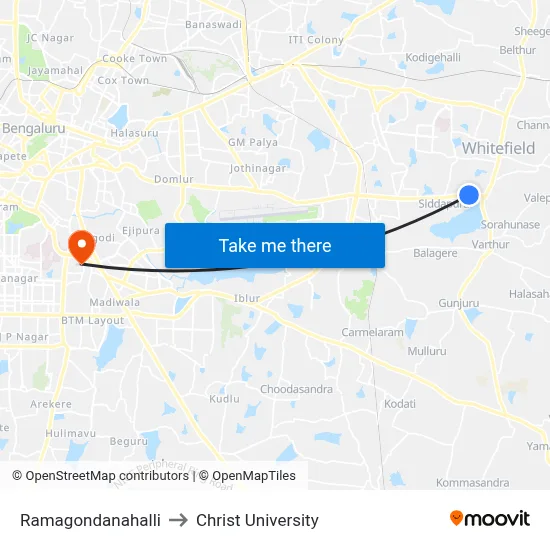 Ramagondanahalli to Christ University map