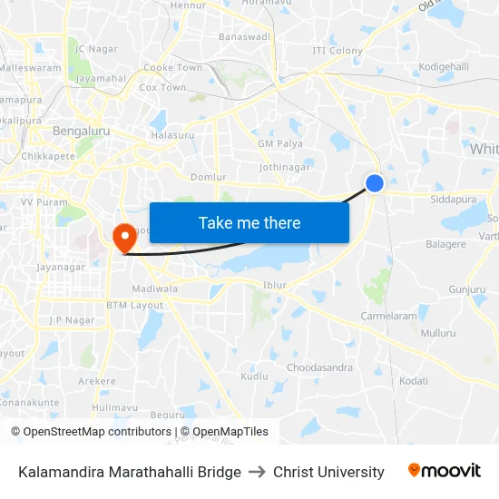 Kalamandira Marathahalli Bridge to Christ University map
