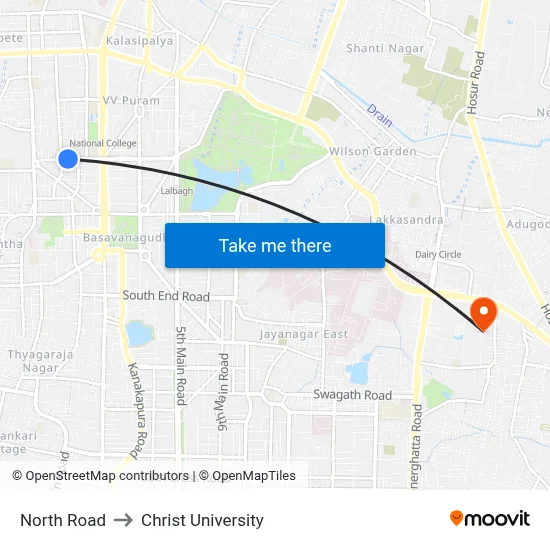 North Road to Christ University map
