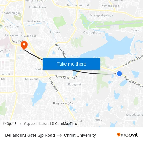 Bellanduru Gate Sjp Road to Christ University map