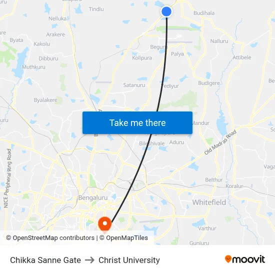 Chikka Sanne Gate to Christ University map