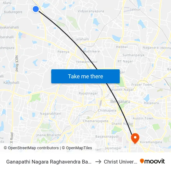 Ganapathi Nagara Raghavendra Badavane to Christ University map