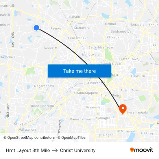 Hmt Layout 8th Mile to Christ University map