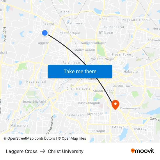 Laggere Cross to Christ University map