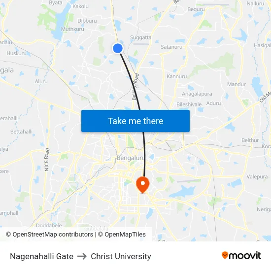 Nagenahalli Gate to Christ University map