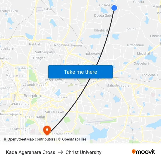 Kada Agarahara Cross to Christ University map
