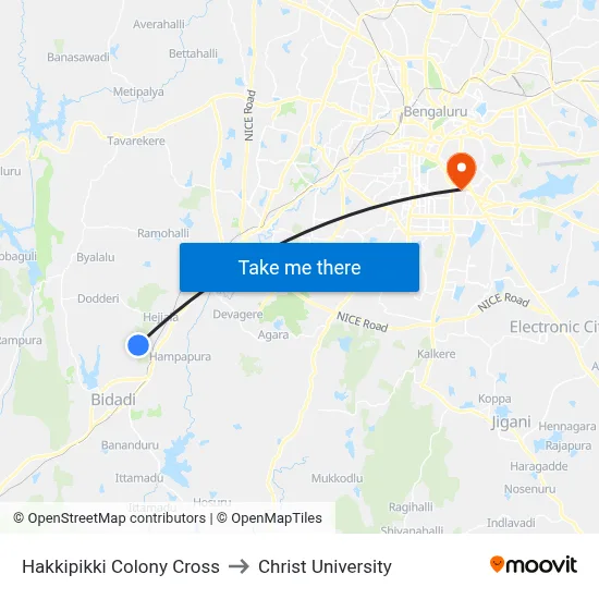 Hakkipikki Colony Cross to Christ University map