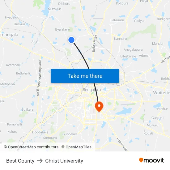 Best County to Christ University map