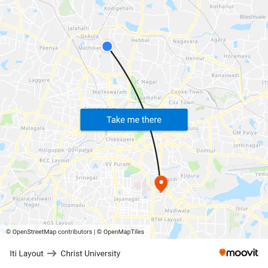 Iti Layout to Christ University map