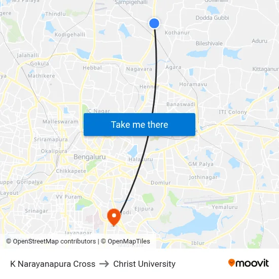 K Narayanapura Cross to Christ University map
