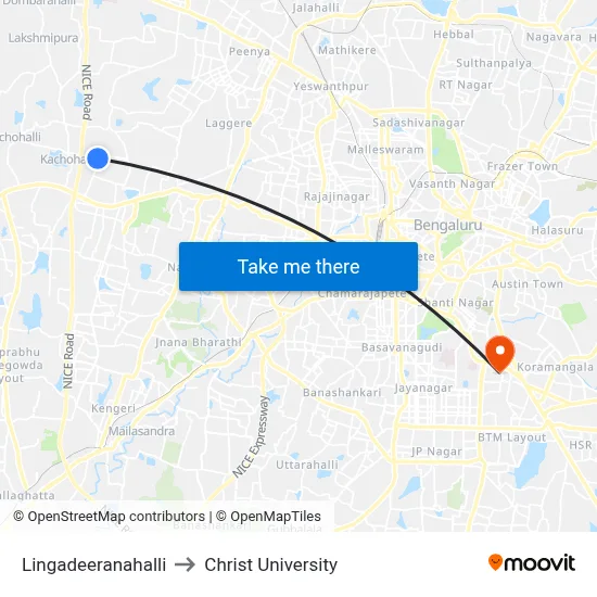 Lingadeeranahalli to Christ University map