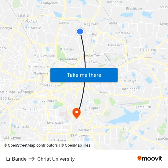 Lr Bande to Christ University map