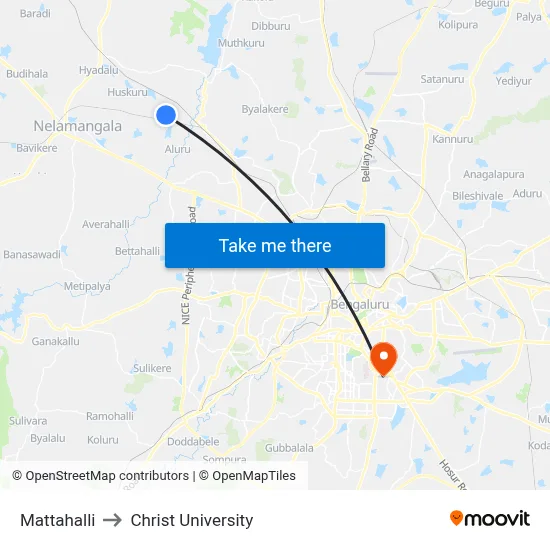Mattahalli to Christ University map