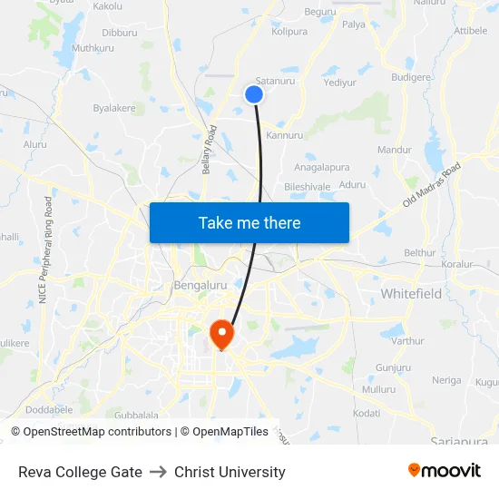 Reva College Gate to Christ University map