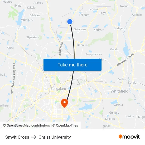 Smvit Cross to Christ University map