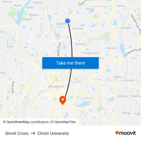 Smvit Cross to Christ University map