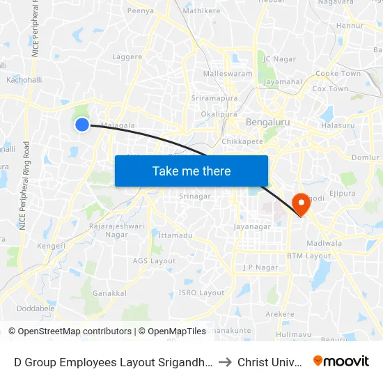D Group Employees Layout Srigandhada Kaval to Christ University map