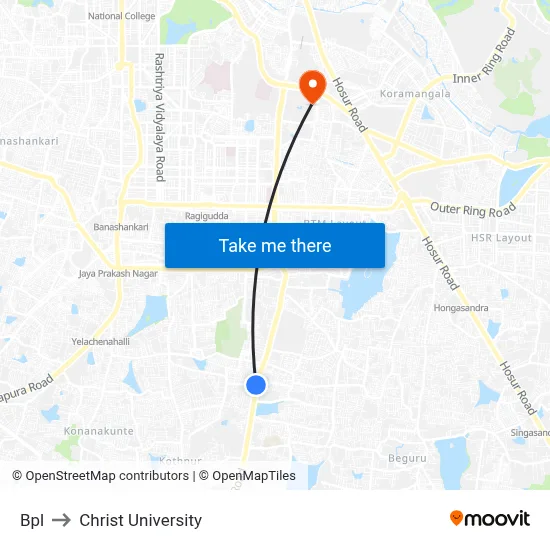 Bpl to Christ University map