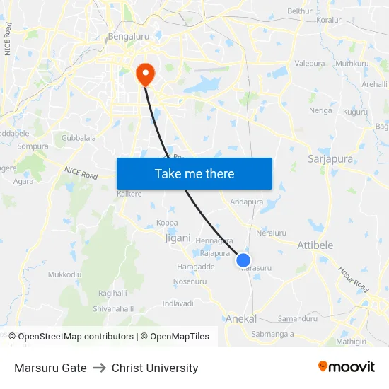 Marsuru Gate to Christ University map