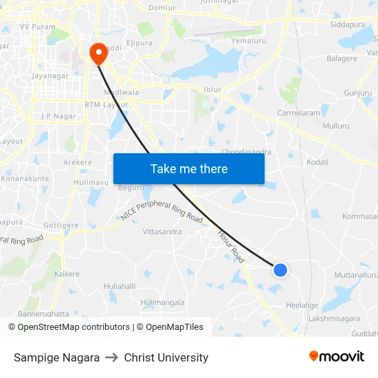 Sampige Nagara to Christ University map