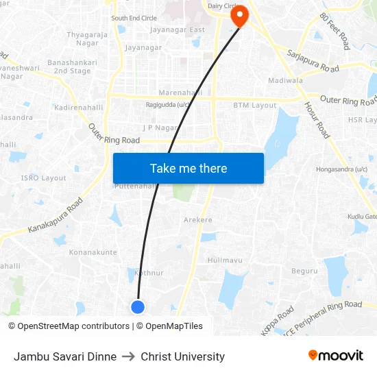 Jambu Savari Dinne to Christ University map