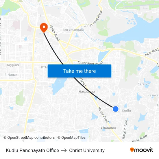 Kudlu Panchayath Office to Christ University map