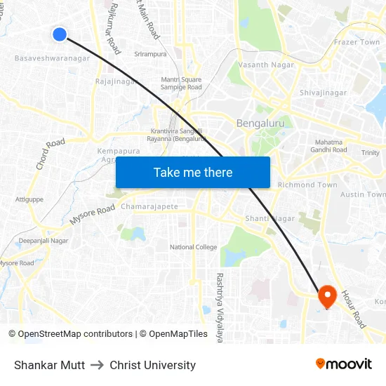 Shankar Mutt to Christ University map