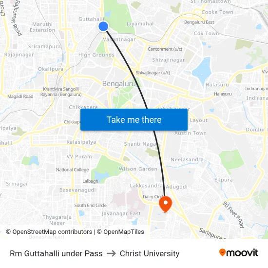 Rm Guttahalli under Pass to Christ University map